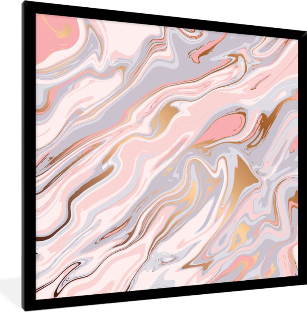 MuchoWow MuchoWow Gerahmtes Poster Marmor - Pastell - Abstrakt - Muster 40x40 cm - Poster mit zchwarzem Bilderrahmen - Mit Rahmen - Wanddekorat...