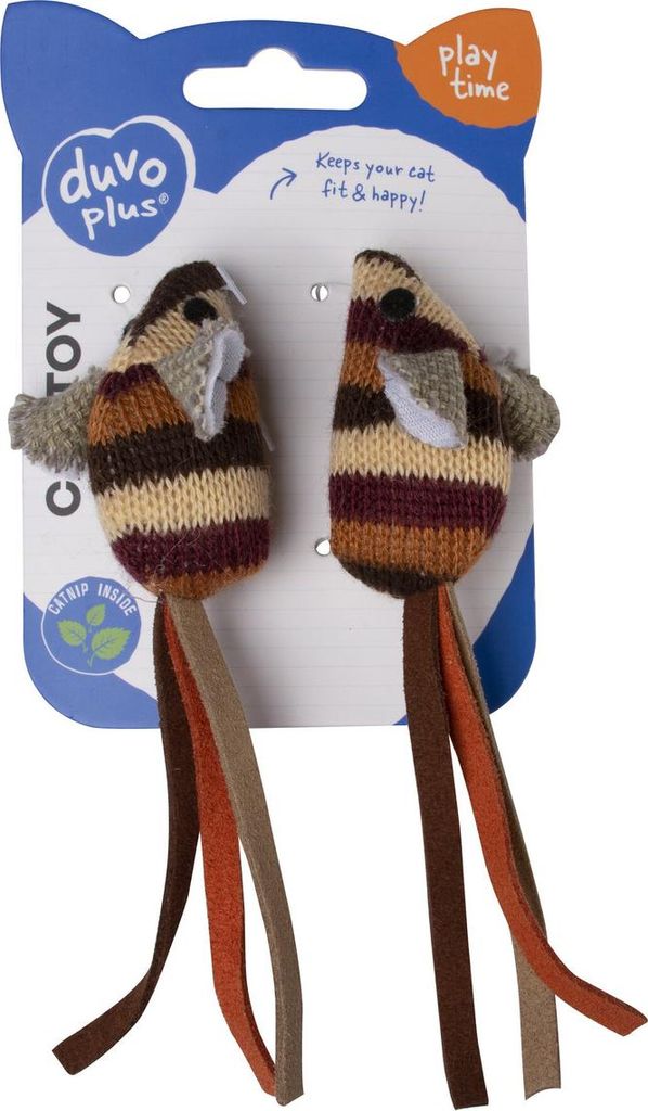 Duvo+ Katzenspielzeug Knitted Mäuse braun Produktbild 