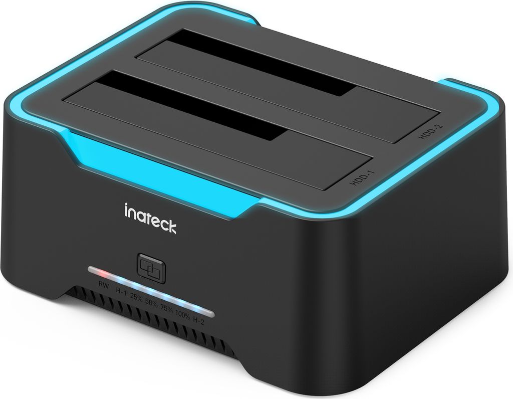 Inateck RGB SATA zu USB 3.0 Festplatten Docking Station mit Offline-Klonfunktion, für 2.5 und 3.5 Zoll SATA HDD und SSD, unterstützt UASP