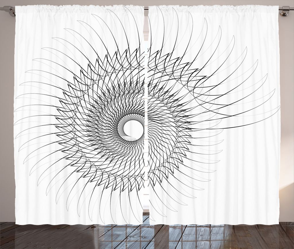 ABAKUHAUS Weiß Rustikaler Gardine, Authentische geometrische Kunst, Schlafzimmer Kräuselband Vorhang mit Schlaufen und Haken, 280 x 225 cm, Grau