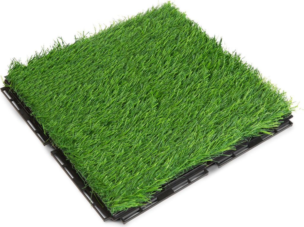 Kunstrasen-Klickfliesen – Grün – 30 × 30 cm – 6er-Set (±0,5 m²) – Modulares Klicksystem – für Terrasse, Balkon und Garten – witter...