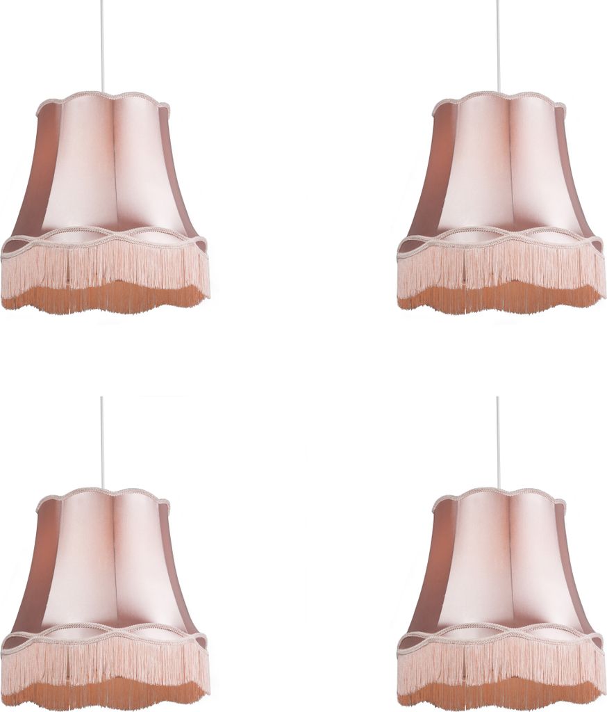 QAZQA - Retro 4-flammiger Set Retro Hängeleuchten pink 4-flammig5 cm - Granny I Wohnzimmer I Schlafzimmer - Textil Rund - LED geeignet E27