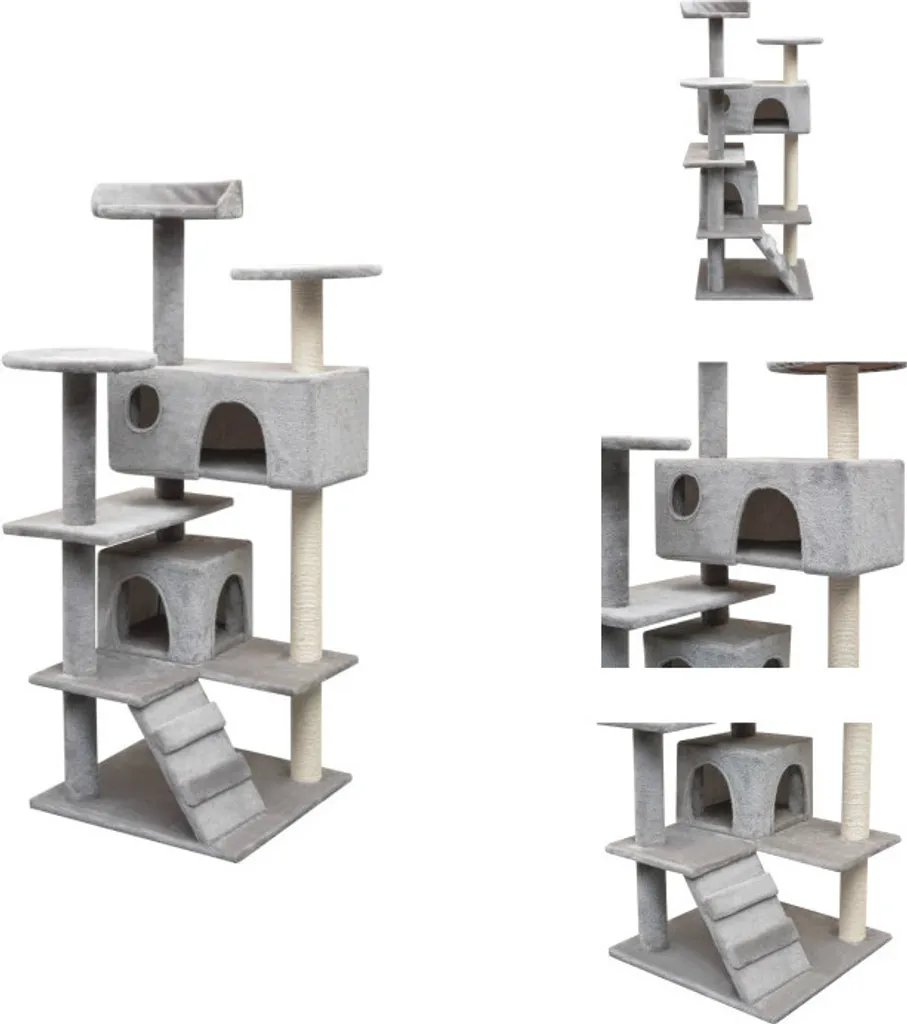 Albero Tiragraffi Gatti vidaXL 125 cm Sisal Grigio - Design Robusto