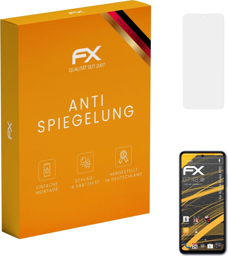 atFoliX FX-Antireflex 3x Schutzfolie kompatibel mit Xiaomi Redmi K50i Displayfolie