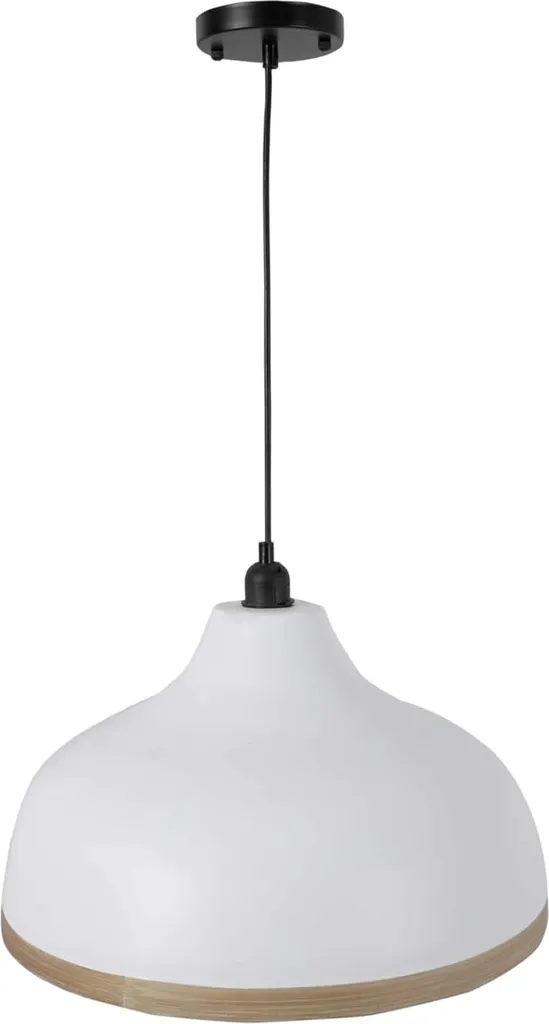 VIVANNO Lampada a sospensione in rattan LAVANT Round, bianco opaco - 40x18 cm