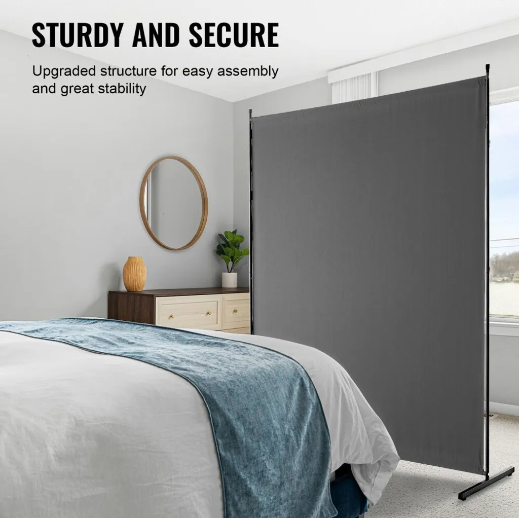 Paravent de Bureau 1,8 m Gris avec Protection Visuelle et Panneau Unique