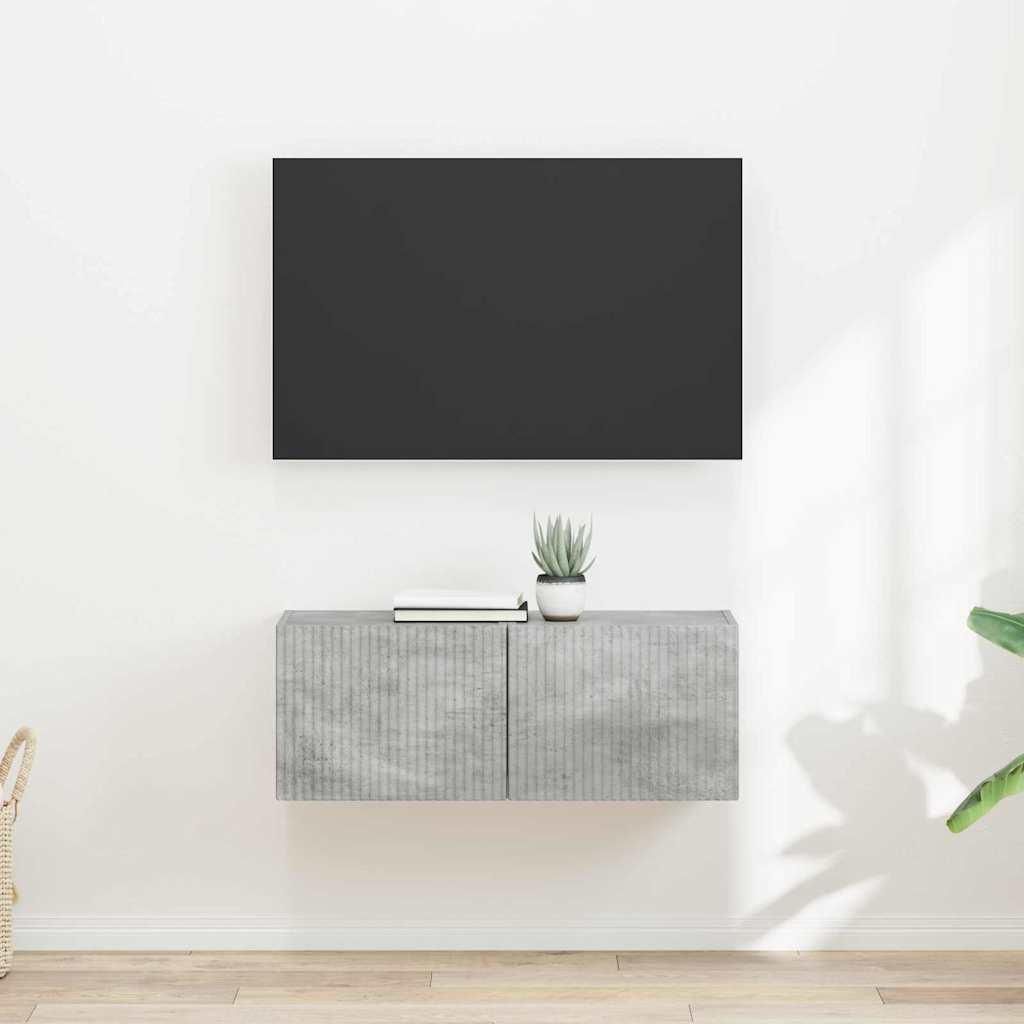 "Schlussverkauf" TV-Wandschrank 2 Stück - WohnzimmerTV-Möbel/TV-Tisch - Beton 60x31x29,5 cm Holzwerkstoff C14451