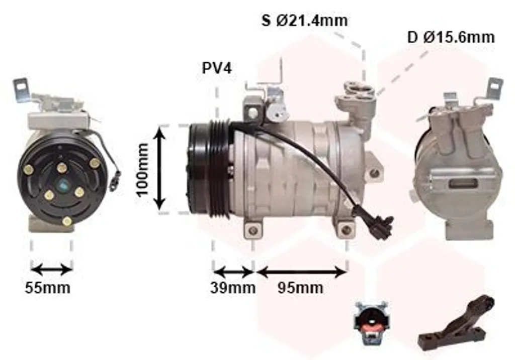 Compresseur de climatisation DKV10R PAG 46 R134a Van Wezel 5100K085