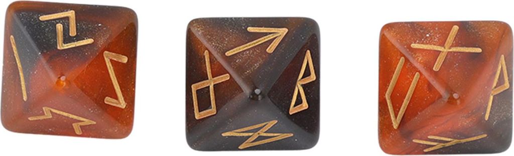 3pcs Rune Würfel 8 -Seiten -Sternhimmel Mystiker Lebendige Farben Astrologie Lernen Vorhersage Polyedrisch Set für Erwachsene Schwarz Gold