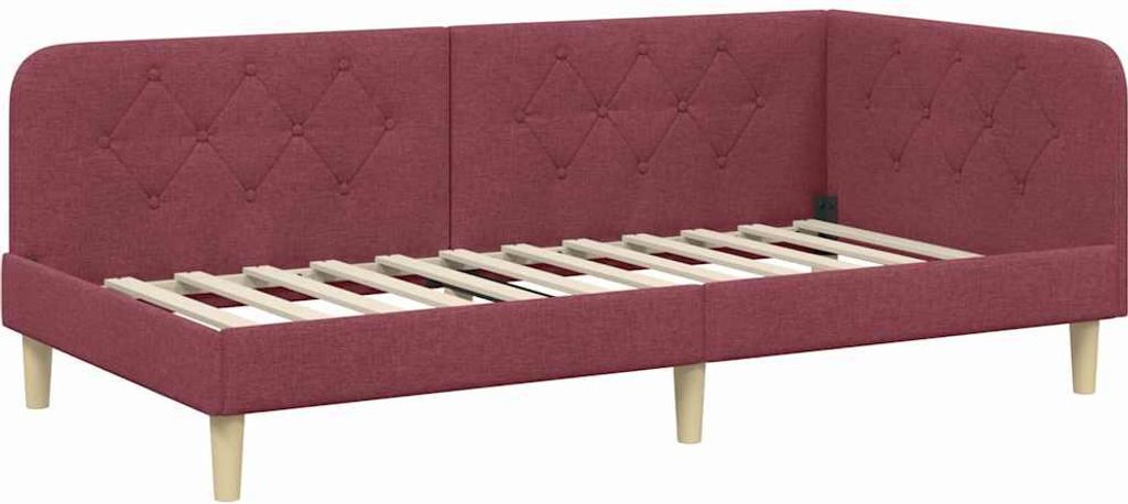 vidaXL Eckbettgestell Weinrot 90 x 190 cm Stoff