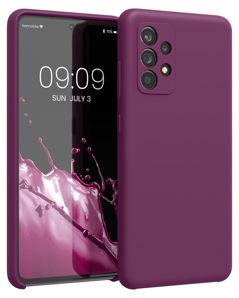 kwmobile Handyhülle für Samsung Galaxy A52 / A52 5G / A52s 5G Hülle - Case Silikon - Kabelloses Laden - Schutzhülle Cover in Bordeaux Violett