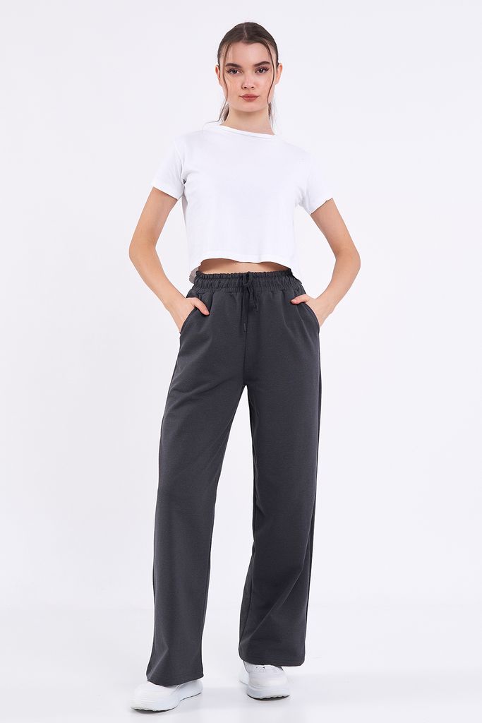 Fisoew Y2K Sweatpants Damen – Weites Bein, Kordelzug, 7/8-Länge – Lässige Trainingshose Für Workout & Freizeit