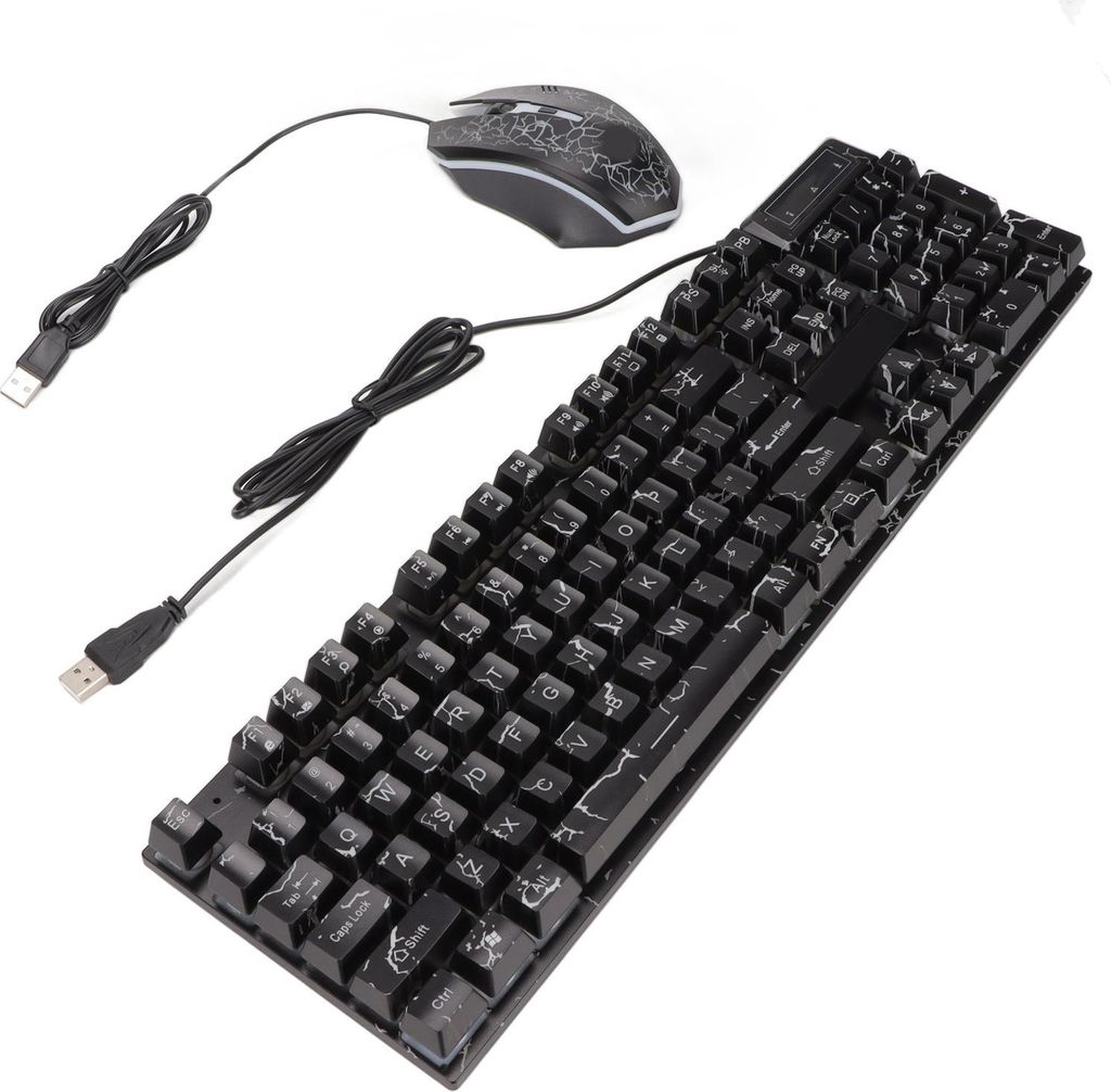 USB Tastatur Maus Combo Gute Belastbarkeit Riss Bunte Hintergrundbeleuchtung 104 Tasten Klare Zeichen Gaming Tastatur Maus Combo