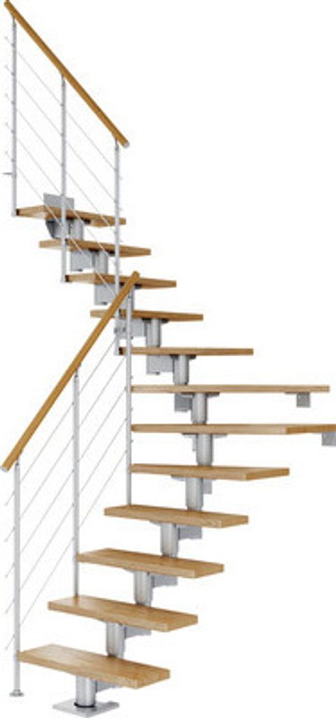 Pertura Mittelholmtreppe Chiron Eiche Leimholz Perlgrau 1/4 Produktbild 