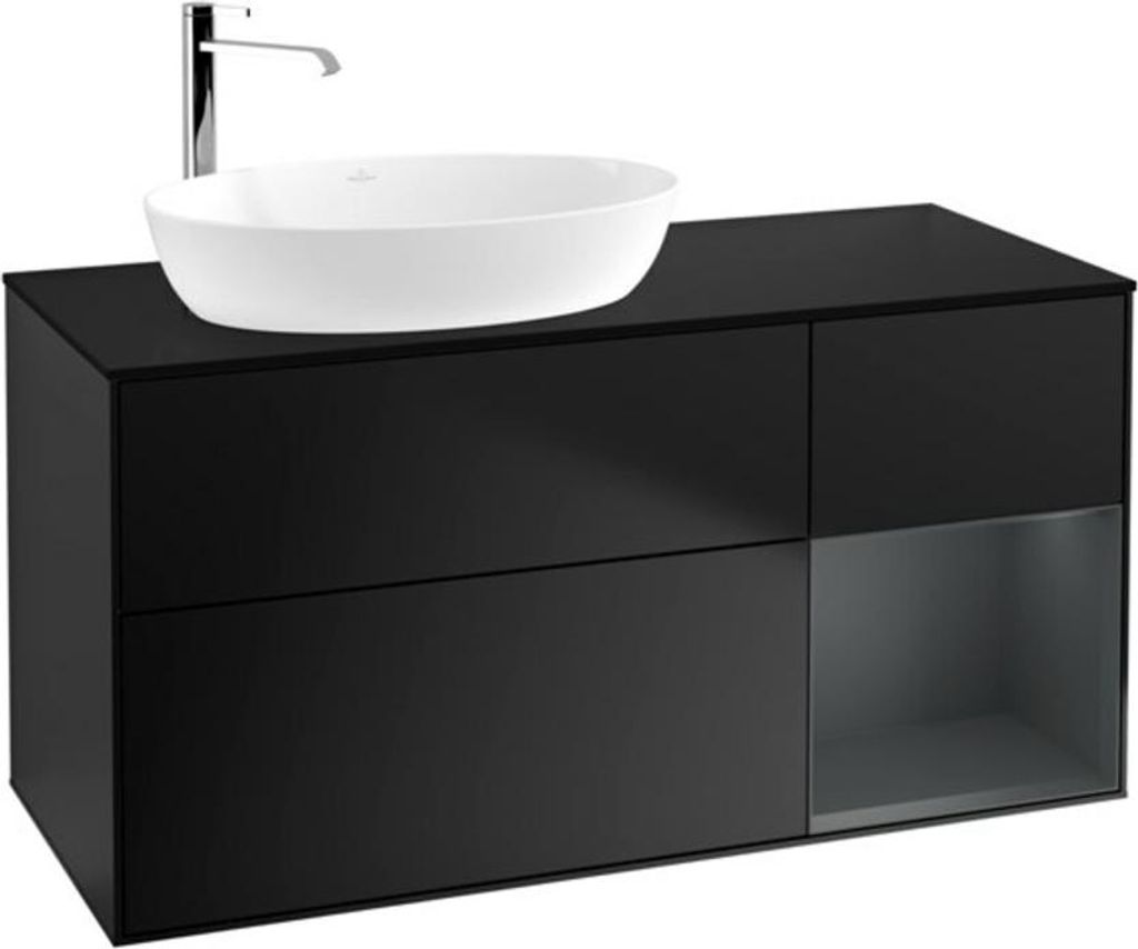 V&B Waschtischunterschrank Wandbeleuchtung Finion 120cm, Pl bla m, Reg md m Lac, bla m Lac