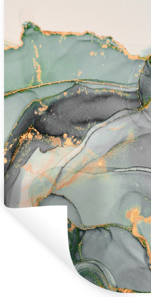 MuchoWow Wandtattoo Wandsticker Wandaufkleber Gold - Marmor - Grün - Luxus - Glitzer - Marmoroptik 20x40 cm Selbstklebend und Repositionierbar -...