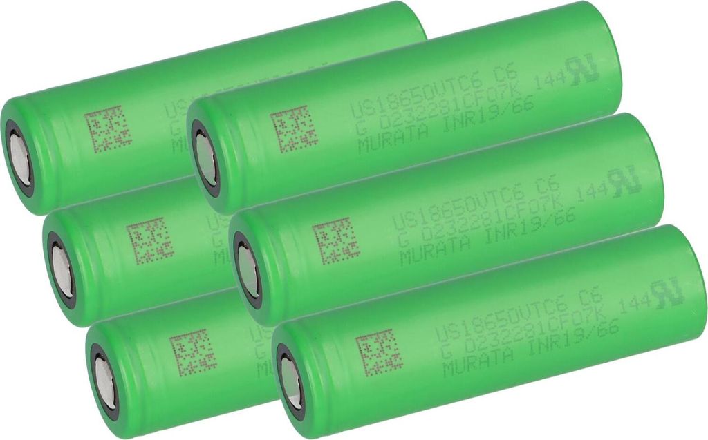 6x Murata Akku US 18650 VTC6 3120mAh 30A