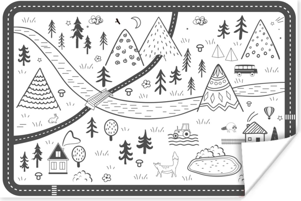 MuchoWow Poster Zeichnung - Berge - Kinder - Illustration 30x20 cm - Plakate - Print