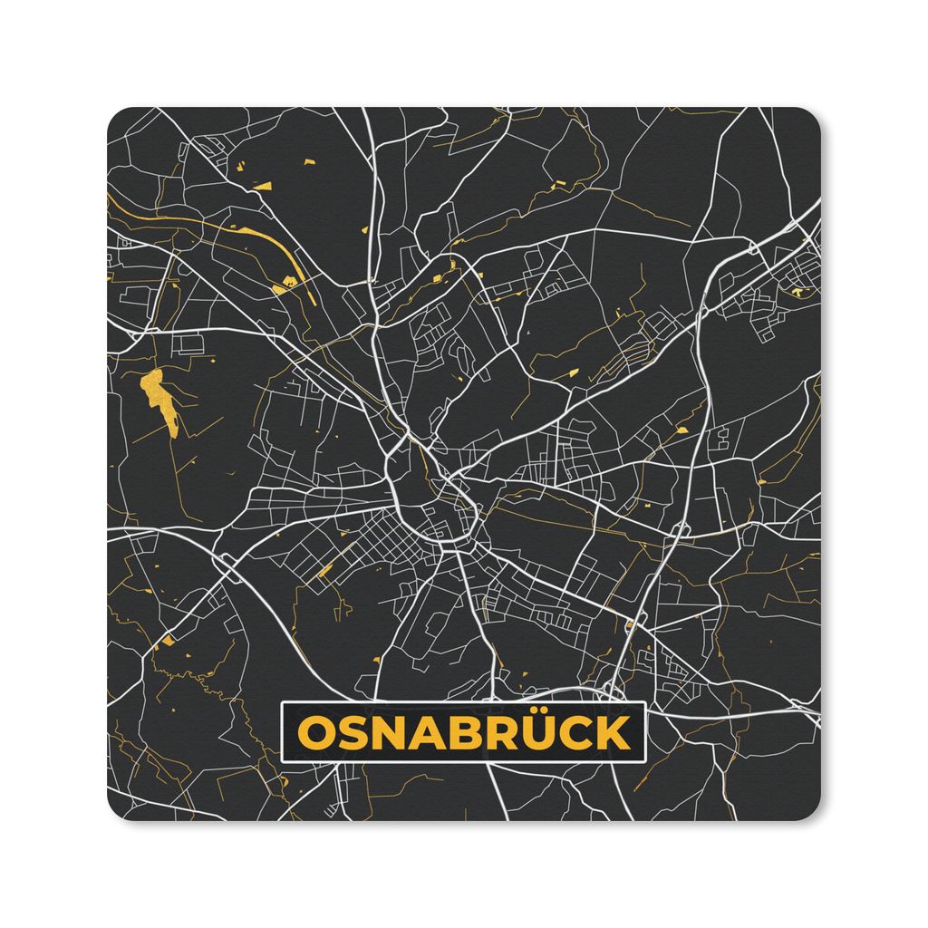MuchoWow Mauspad Mousepad Osnabrück - Gold - Karte - Stadtplan - Deutschland 20x20 cm - Mousepads - Maus Mat - Pad - Mausunterlage - Desk Mat - ...