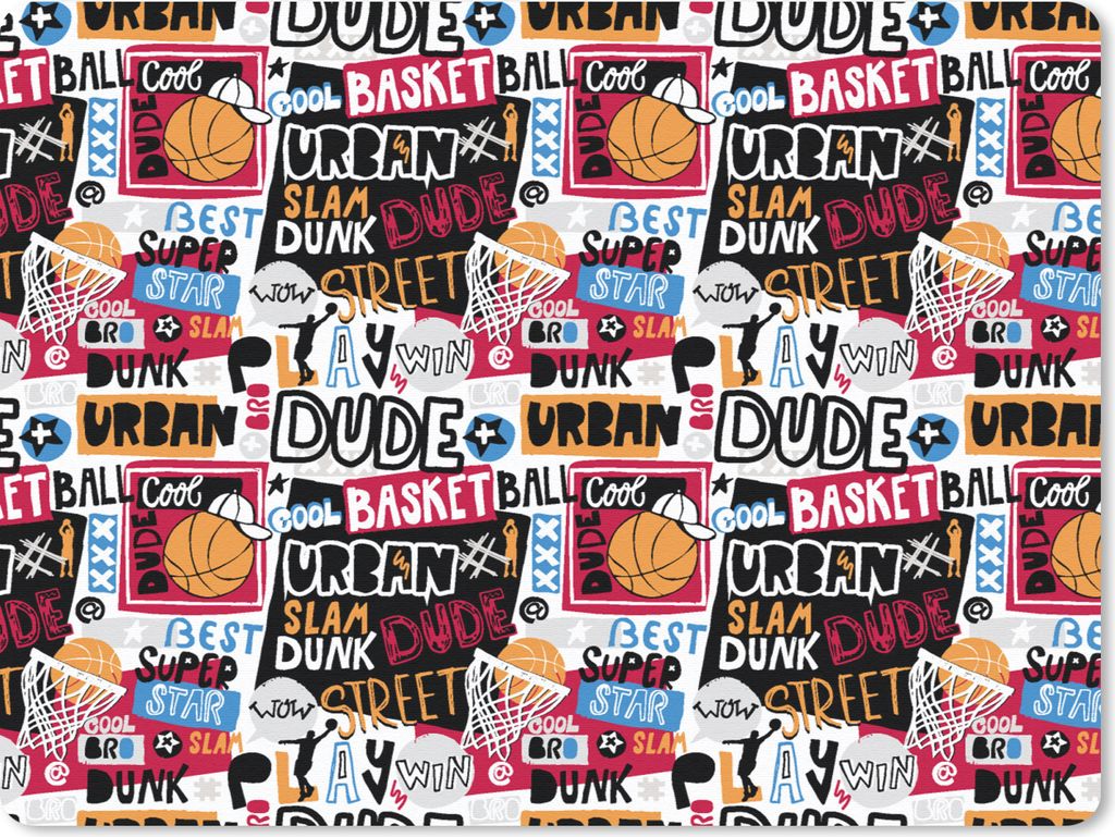 MuchoWow Mauspad Mousepad Basketball - Zitate - Muster - Alphabet 40x30 cm - Mousepads - Maus Mat - Pad - Mausunterlage - Anti Rutsch