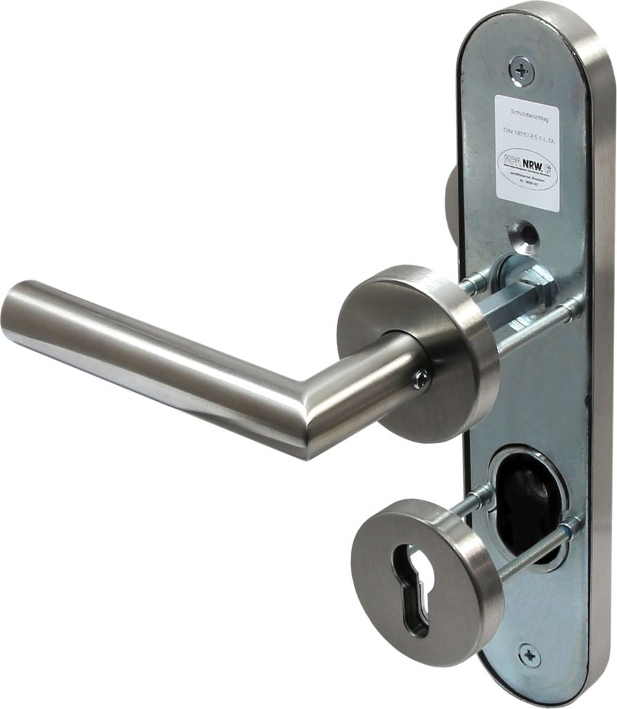 Edelstahl V2A Schutzbeschlag 1680-L R Kombischutz WE-72 Kn/Dr Schraubrosette
