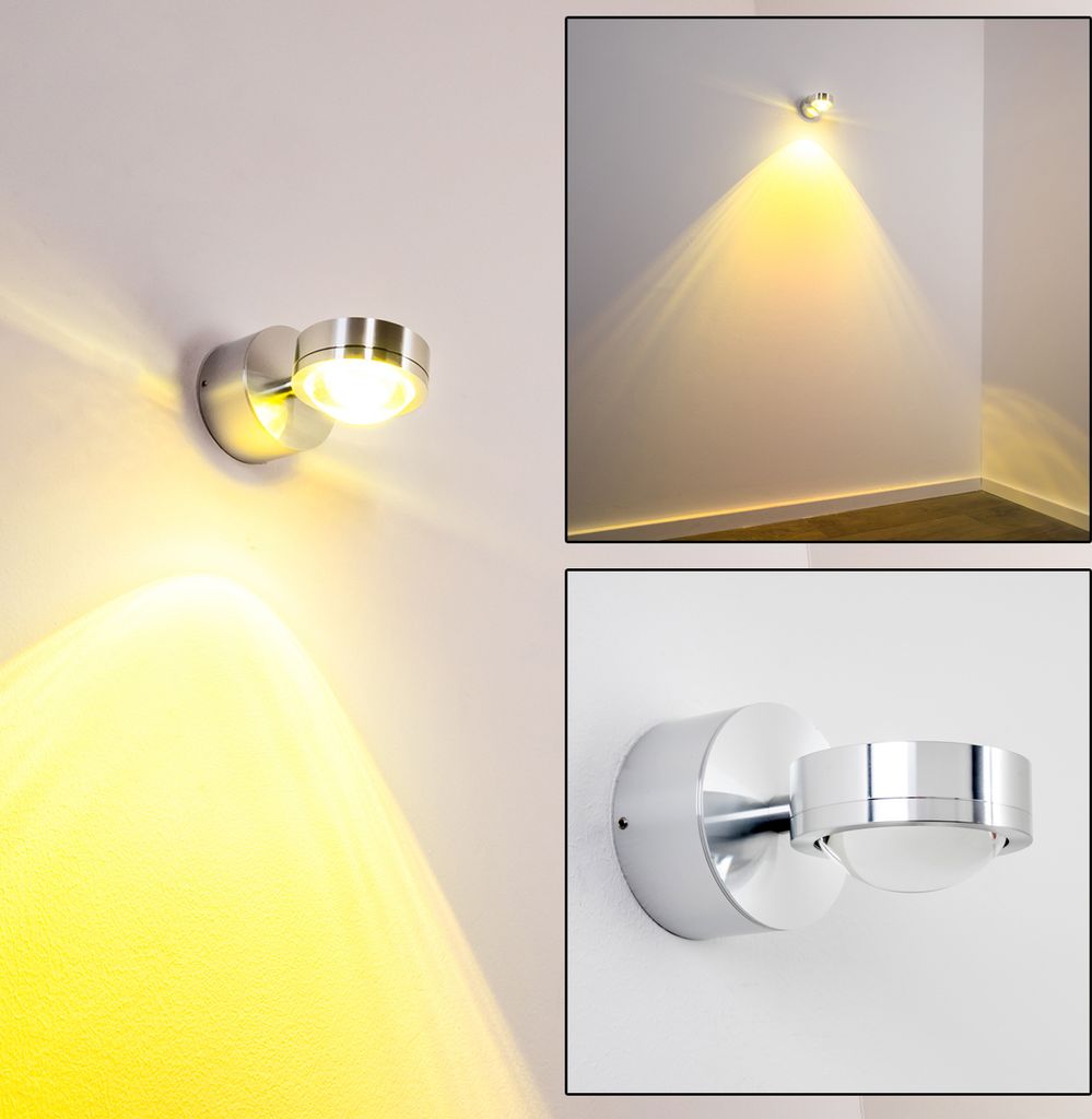 Beura »Beura« LED runde Wandlampe aus Metall u. Glas in Aluminiumgebürstet