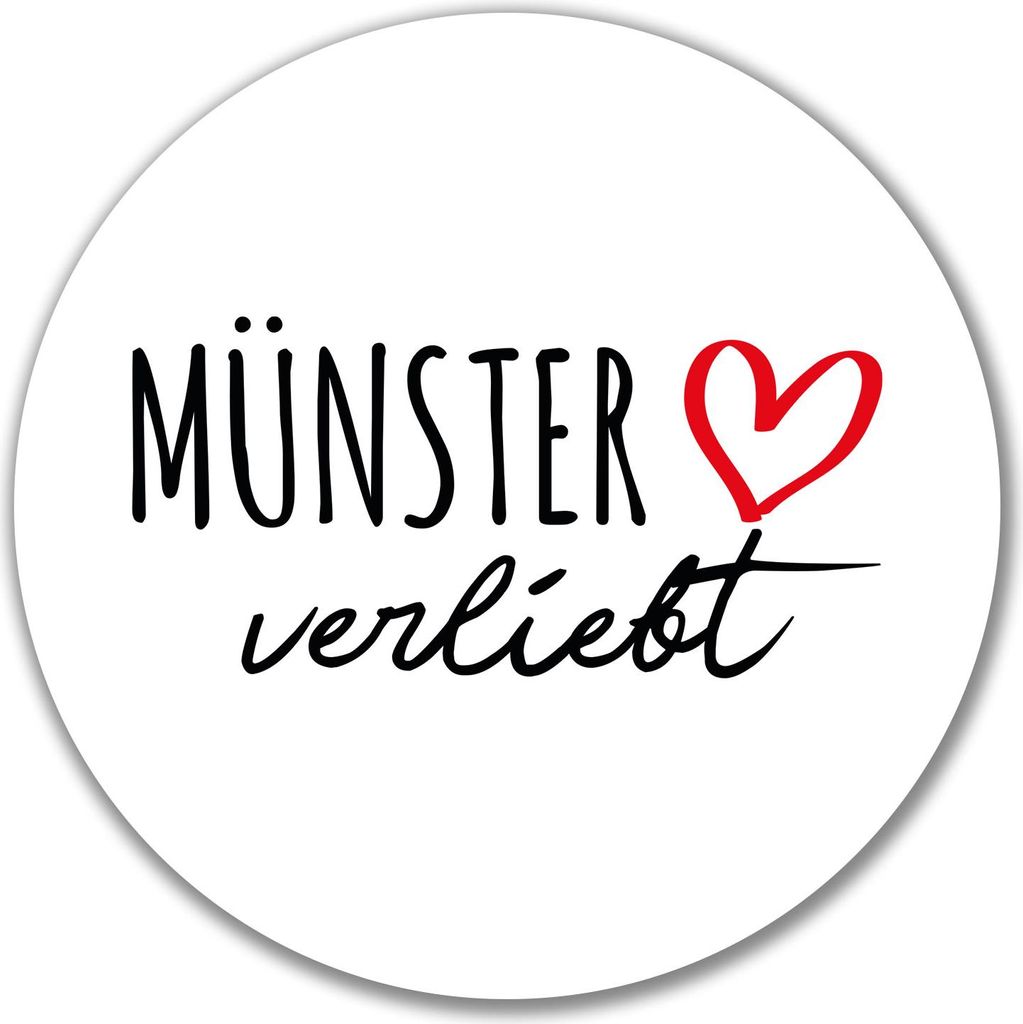 Huuraa Aufkleber Münster verliebt 10cm rund Sticker Geschenkidee