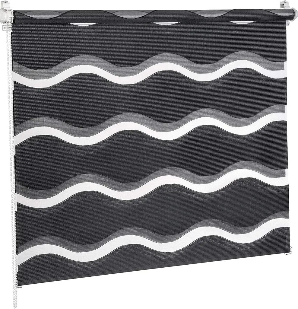 Store double WELLE blanc 105x200 cm - Solution anti-vis-à-vis effet 3D