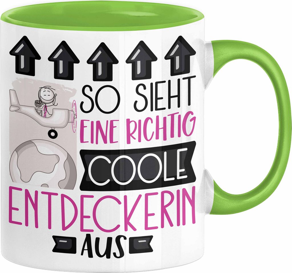 Entdeckerin Geschenk Tasse Geschenkidee für Entdeckerin Geburtstag Weihnachten Spruch So Sieht Eine Richtig Coole Entdeckerin Aus Kaffee-Becher (G...