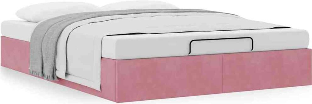 Ottoman-Bett ohne Matratze Rosa 140x200 cm Samt