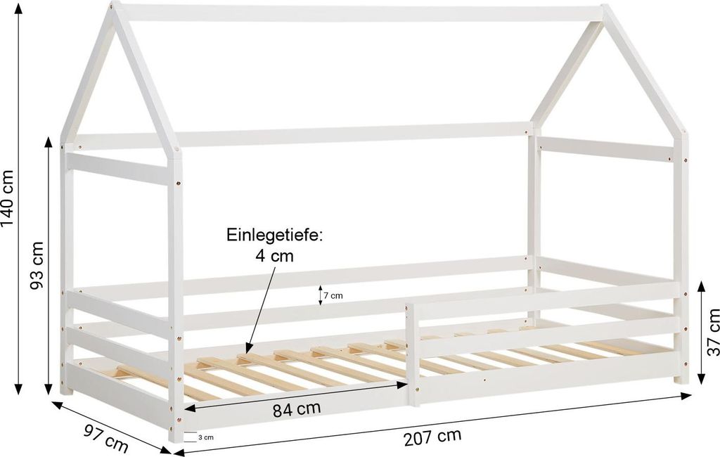 Homestyle4u Kinderbett 90x200 mit Lattenrost mit Produktbild 