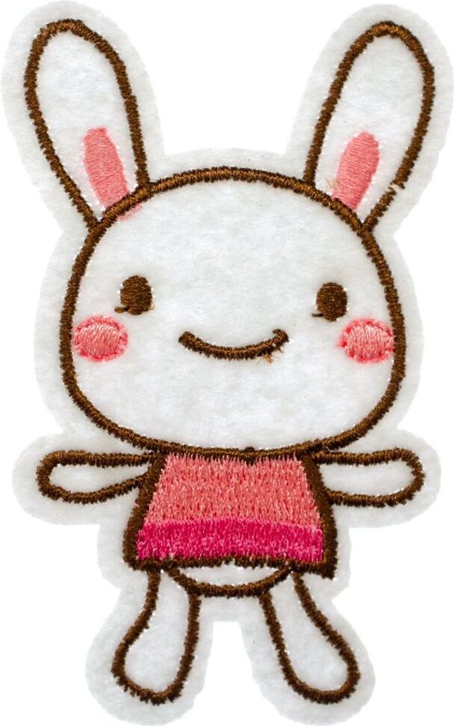 Hase Kawaii kindlich Bügelbild Aufnäher Aufbügler Produktbild 