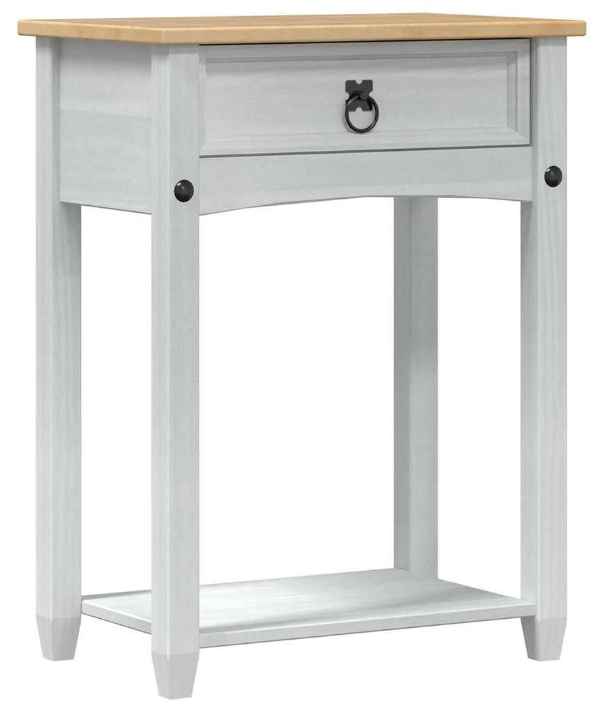 vidaXL Console tafel, wit, 55 x 35 x 73 cm, massief Productafbeelding 