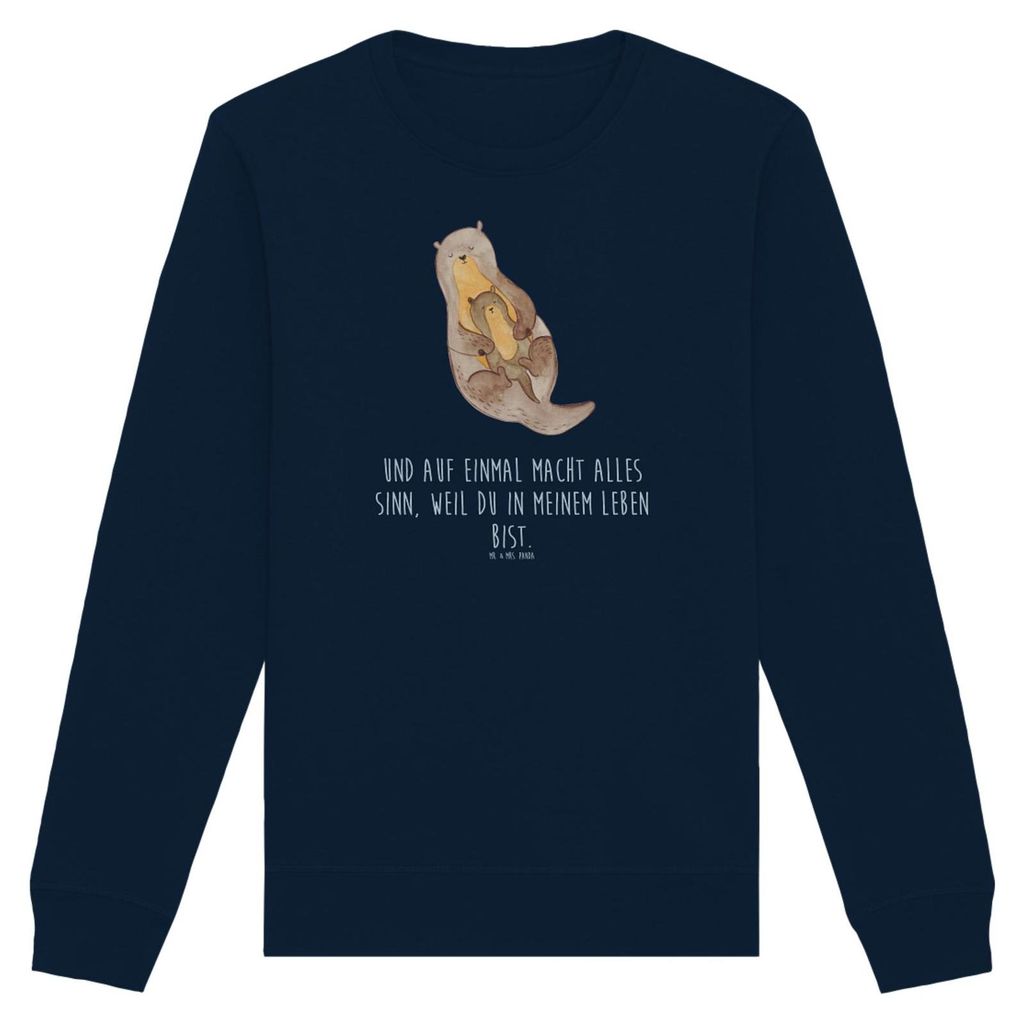 Mr. & Mrs. Panda Bio Pullover Otter Kind Größe M - French Navy - Geschenk, Sweatshirt, Baby, Sweater, Familie, Mutter, Nachhaltiger, Pulli, Tocht...