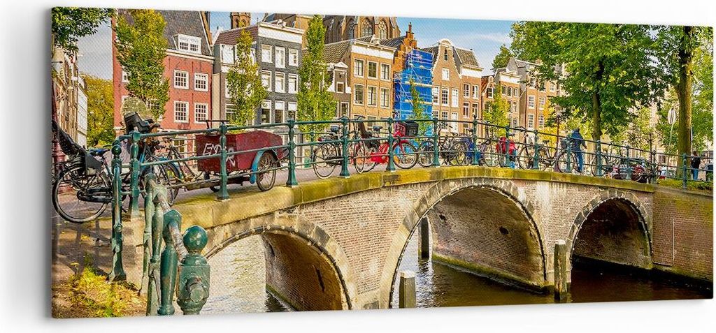 Bild auf Leinwand - Leinwandbild - amsterdam Bögen Architektur Gebäude - 120x50cm - Wand Bild - Wanddeko - Leinwanddruck - Bilder - Kunstdruck - ...