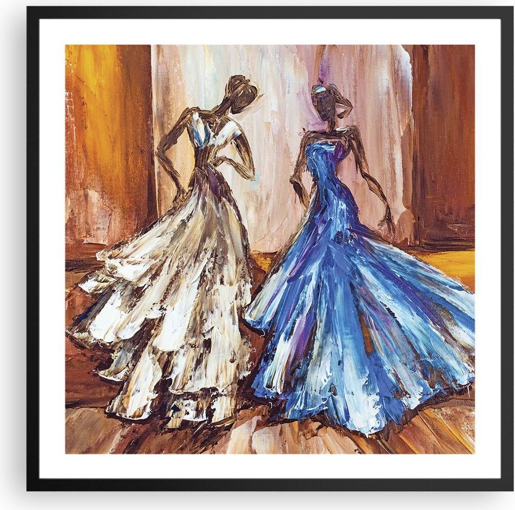 Gerahmtes Poster - Schwarzer Rahmen - Frauen Kleider Öl - 60x60 cm - Wand Bild - Wanddeko - Wandbilder - Kunstposter - Wandposter - Bilderrahmen -...