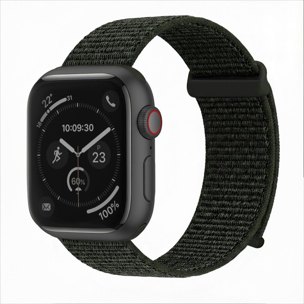 Smartwatch Armband für Apple Watch Series 5 44mm Nylon Textil Band Ersatzband Wechselband Klettverschluss flexibel atmungsaktiv Grün Oliv