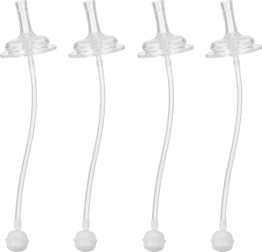 Pailles en silicone pour gourde : set de 4 rechanges transparents
