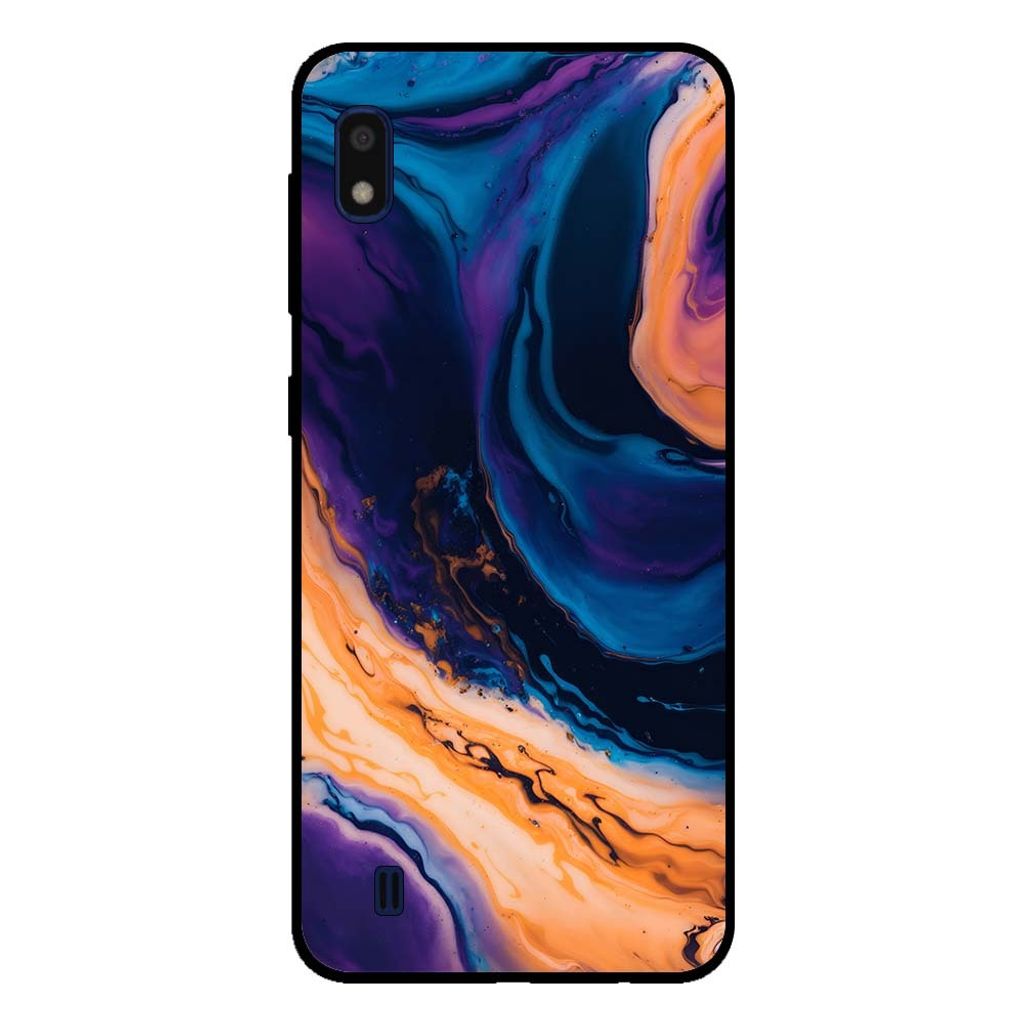 Smartphonica Handytasche für Samsung Galaxy A10 Marmor-Look - Rückseite Abdeckung Marmor Fall - Blau