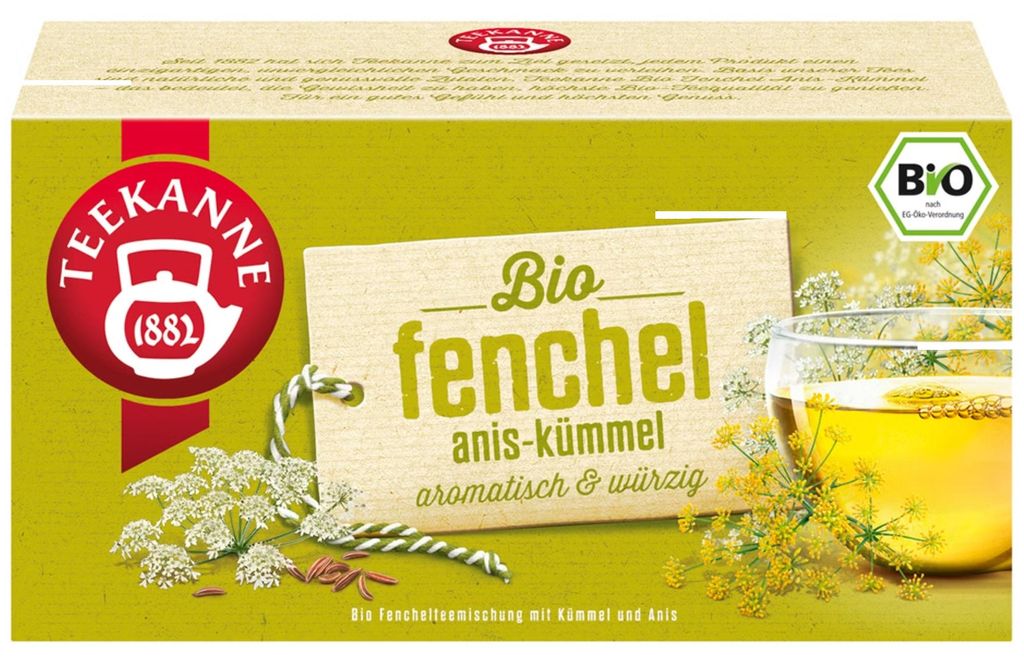 Teekanne Fenchel Anis Kümmel Kräutertee aromatisch würzig 45g