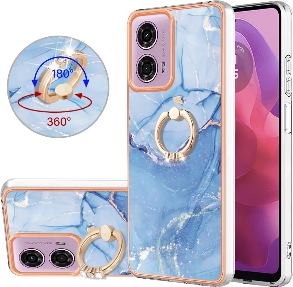 Custodia Motorola Moto G24/G04 Azzurro - Supporto Auto Magnetico e Ring
