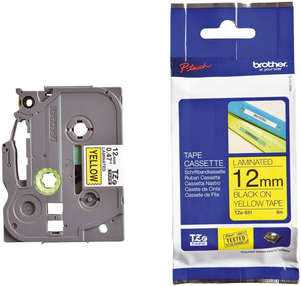 Brother Gloss Laminated Labelling Tape - 12mm, Produktbild 