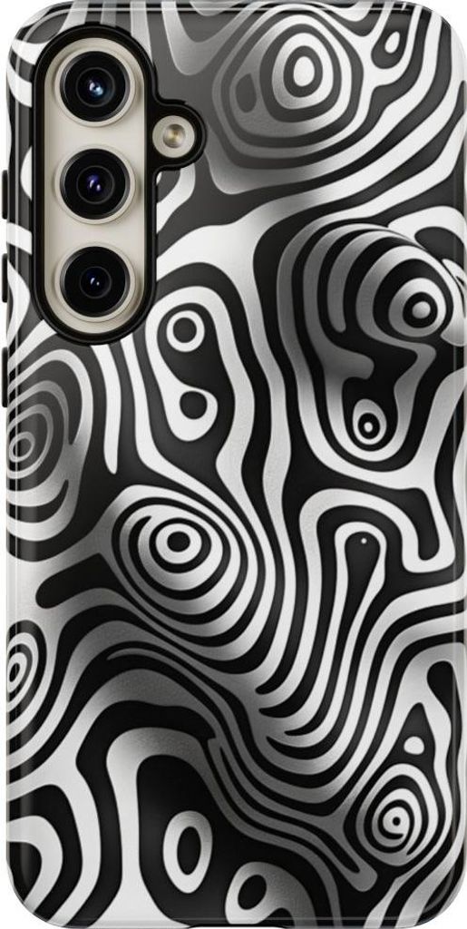 Schwarz-weißes Linienmuster im abstrakten Stil – Hülle Kompatibel mit Samsung Galaxy S24 Plus