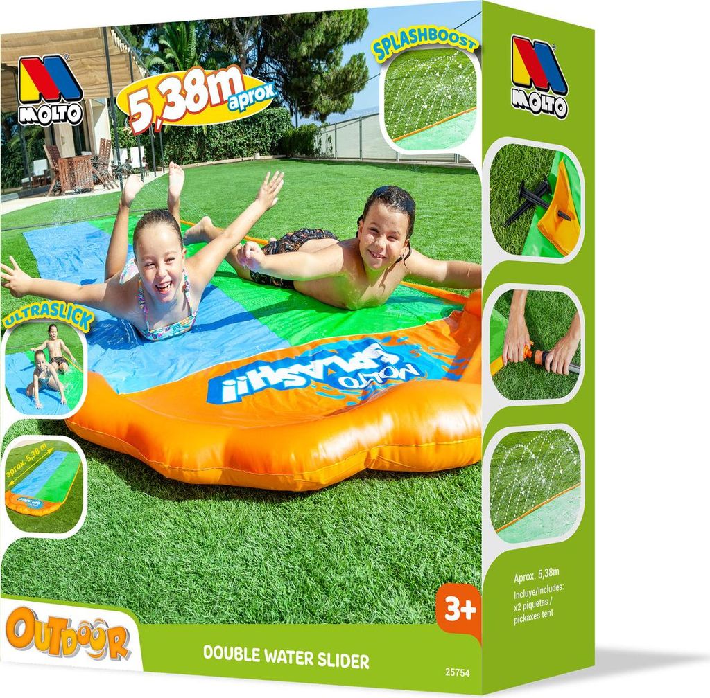Doppelte Wasserrutschbahn mit SplashBoost 5,38 m Moltó Produktbild 