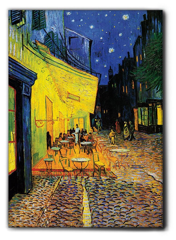 Giallobus - Terrasse eines Cafés in der Nacht - Vincent Van Gogh - 70L x 100W cm - Bild - Premium Loom Canvas mit hoher Dicke