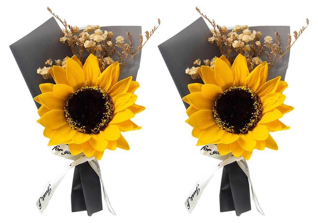 2 Mini-Sonnenblumenstrauß aus duftender künstlicher Seife – ideales Geschenk zum Geburtstag oder Valentinstag für Frauen, Mütter, Ehefrauen, ...