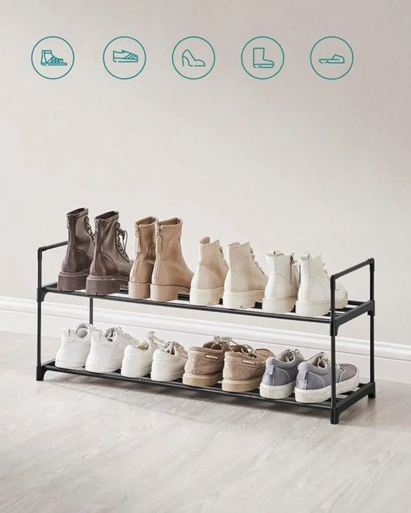Rangement coulissant pour chaussures télescopique en métal gris anthracite
