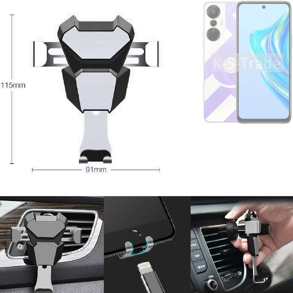 K-S-Trade Lüftungshalterung kompatibel mit Infinix Hot 20S kompakte Handy-Halterung Lüftungsschlitz Lüftungsgitter Autohalterung KFZ Auto-Halterung