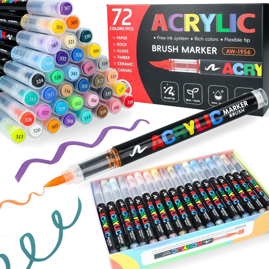 Akrylové fixky s štetcom, perá s akrylovou farbou, Obrázok produktu 