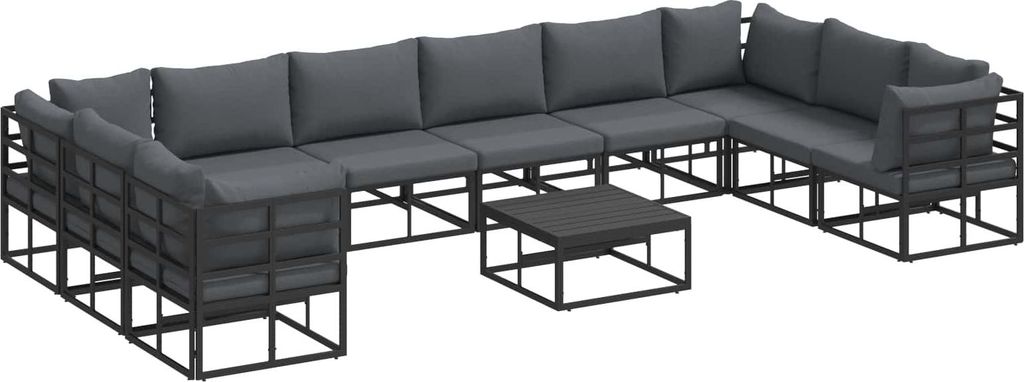 "2026 Aktion" Gartensofa-set - elegantes Design - Sitzgruppe mit Sofa, Tisch - mit Kissen 11 pcs Schwarz Aluminium - Terassenmöbel NeuMöbel313153